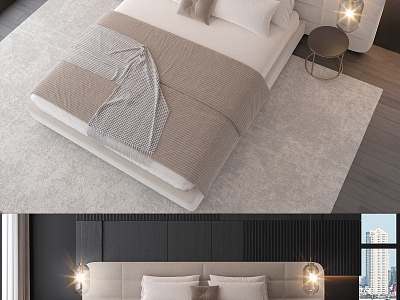 Modern double bedding 3d model