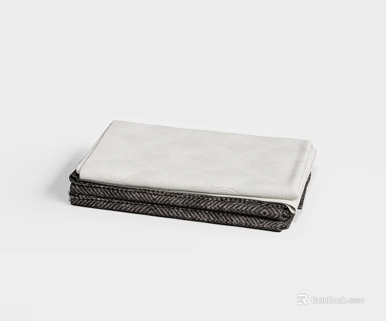 Folded Textured Fabric Blanket In White And Dark Brown Layers 3d model 