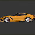 Yellow Sports Car with Black Rear Spoiler Red Interior Black Roof Stripe and Alloy Wheels
