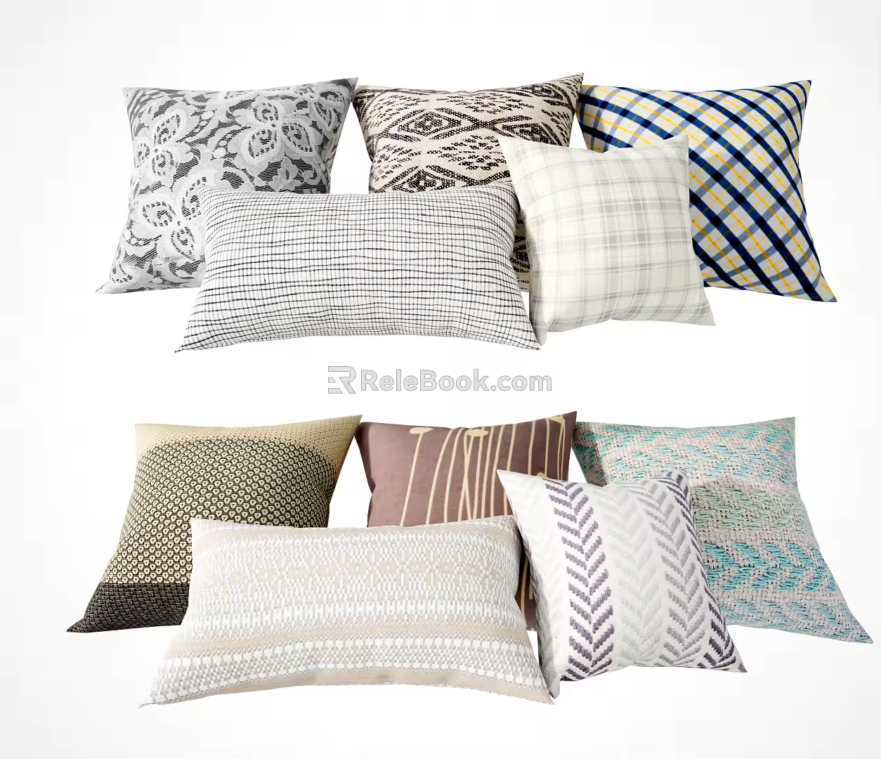 Modern Pillow Fabric Pillow Combination 3d model