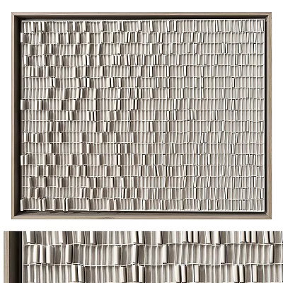 Modern Textured Wall Design With Silver Square Tiles And Framed Edges 3d model