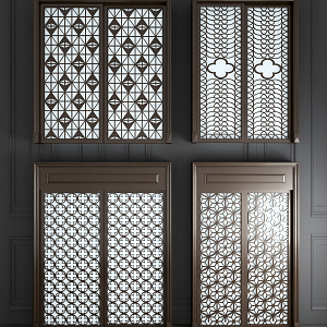 New Chinese-style sliding door 3d model