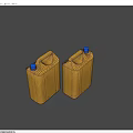 Two Yellow Plastic Household Containers With Blue Lids For Storage Use 3d model