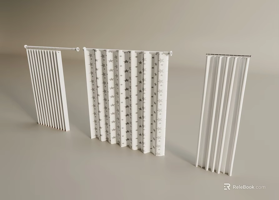 White Window Blinds With Decorative Patterns And Various Designs For Home Interior 3d model 