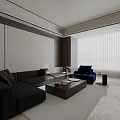 Modern Minimalist Living And Dining Room With Luxury Leather Sofa And Elegant Interior Design