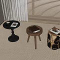 Various Style Side Tables for Living Room with Books Cup and Decor Items 3d model