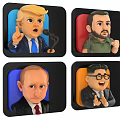 Multiple Cartoon Character Head Illustrations With Square Frames And Colored Backgrounds