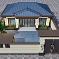 Symmetrical Single Family House Exterior With Dark Roof Beige Walls Large Windows And Front Steps
