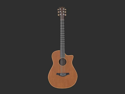 Elegant Wooden Acoustic Guitar With Classic Design And Smooth Finish 3d model