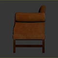 Orange Leather Sofa With Rolled Arms And Wooden Legs Classic Design