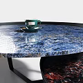 Modern Nested Coffee Tables With Marble Top And Black Metal Frame 3d model