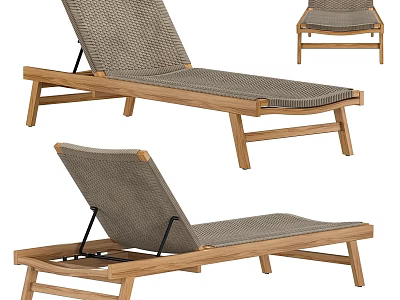 Modern Outdoor Lounge Chair With Wooden Frame And Woven Seat Design 3d model