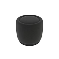 Stylish Round Gray Fabric Sofa Stool With Black Base Modern Design