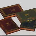 Vintage Hardcover Books With Red Green Blue Covers And Golden Emblem Designs