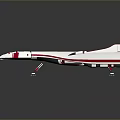 Red And White Modern Futuristic Aircraft Model With Sleek Aerodynamic Tailless Design