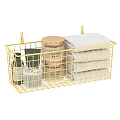 Gold Wire Storage Baskets for Kitchen Bathroom Office Organization and Home Use 3d model