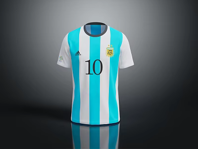 Argentina Soccer Jersey With Blue And White Stripes And Number 10 3d model