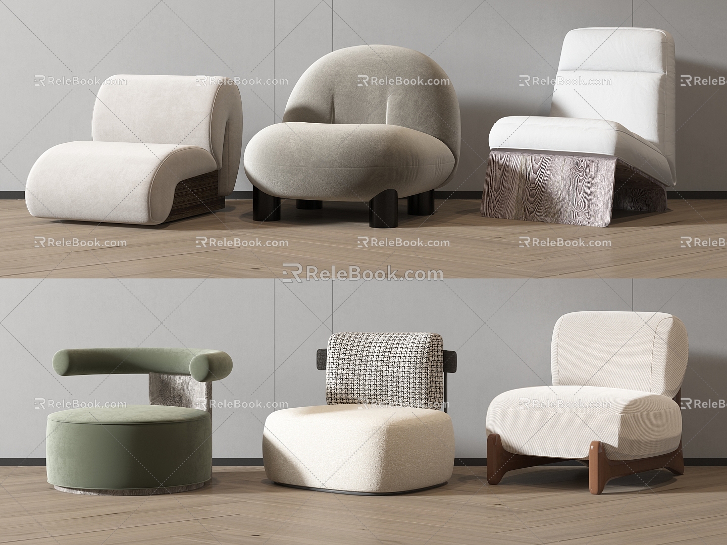 Cream wind single sofa leisure sofa 3d model