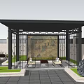 New Chinese style landscape gallery pavilion 3d model