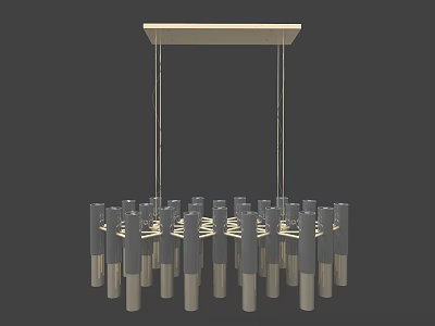 Modern Sleek Hanging Chandelier With Circular Cylindrical Tubes And Metallic Frame 3d model