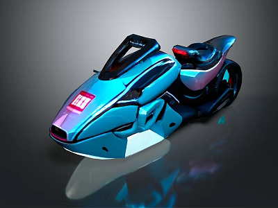 Futuristic Motorcycle With Sleek Blue Purple Gradient Body And Aerodynamic Shiny Design 3d model
