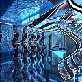 Futuristic KTV Interior With Neon Lights And Stylish Decor