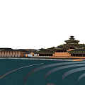 Chinese ancient architecture Han and Tang ancient architecture business 3d model