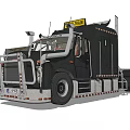 Black Heavy Duty Truck with Modern Cab Front Guard Roof Trailer Sign and Large Tires 3d model