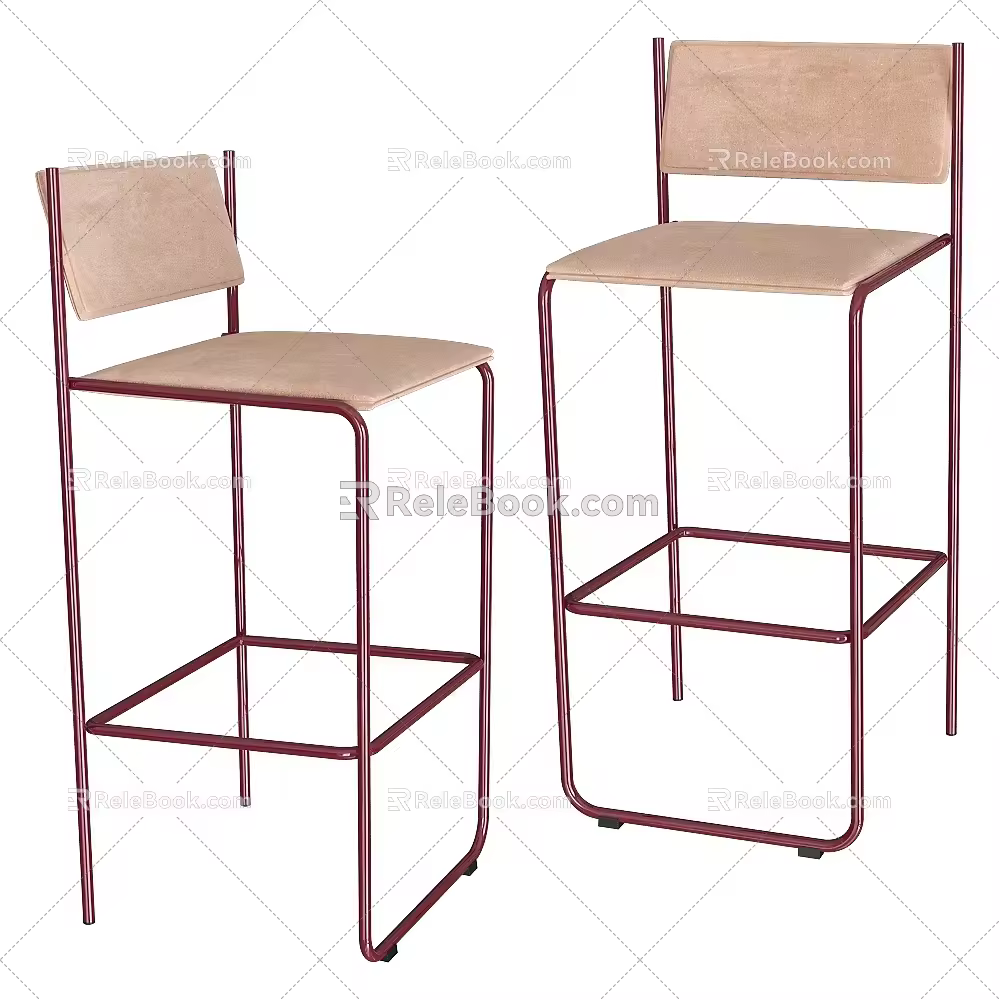 MISSANA Nordic Minimalist Fabric Bar Stool 3d model