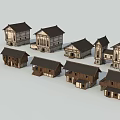 Traditional Thatched Houses With Various Wooden Structures And Architectural Designs