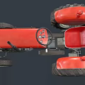 Red Functional Tractor With Large Tires And Seat