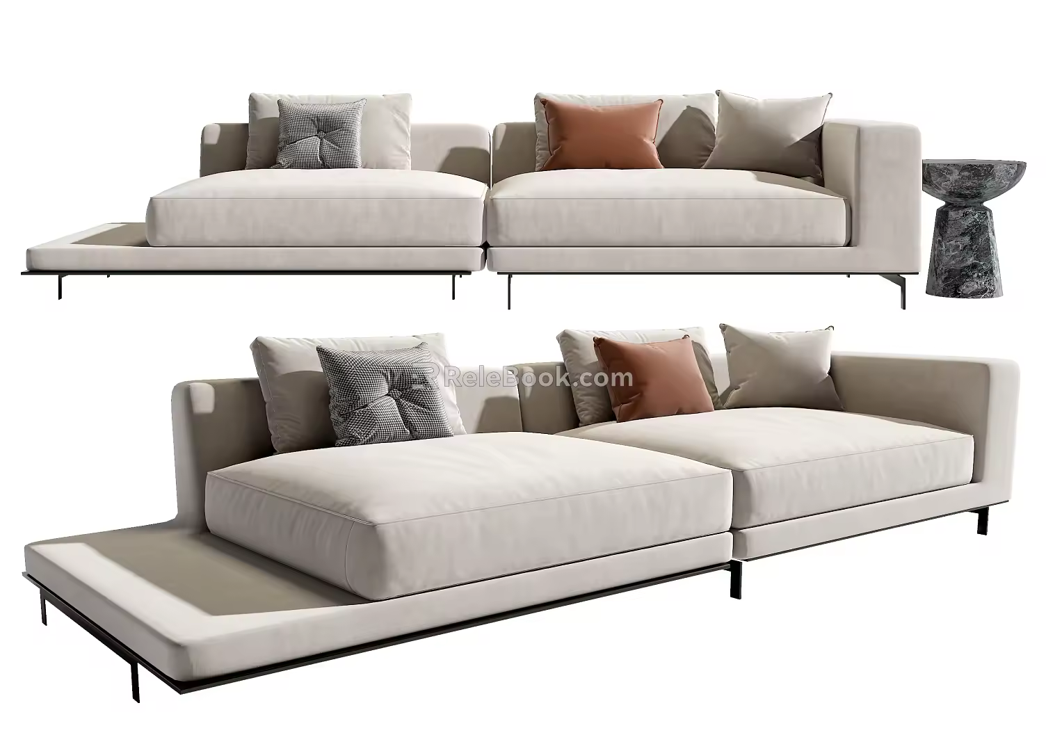 Modern double sofa multiplayer sofa 3d model