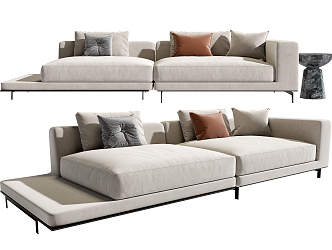 Modern double sofa multiplayer sofa 3d model