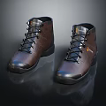 Brown Leather Mid Calf Lace Up Boots With Black Sole For Casual Daily Wear