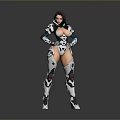 Futuristic Sci-Fi Female Character Armor Costume With Mechanical Leggings Arm Guards And High Heels