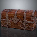 Vintage Wooden Chest With Intricate Carvings And Decorative Metal Hardware