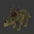 Realistic Green Triceratops Dinosaur With Red Frill And Horns