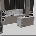 Modern Kitchen Interior With Dark Cabinets Marble Island Countertop And Appliances