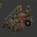 Fantastical Vintage Spacecraft With Colorful Mechanical Parts And Cosmic Design Elements