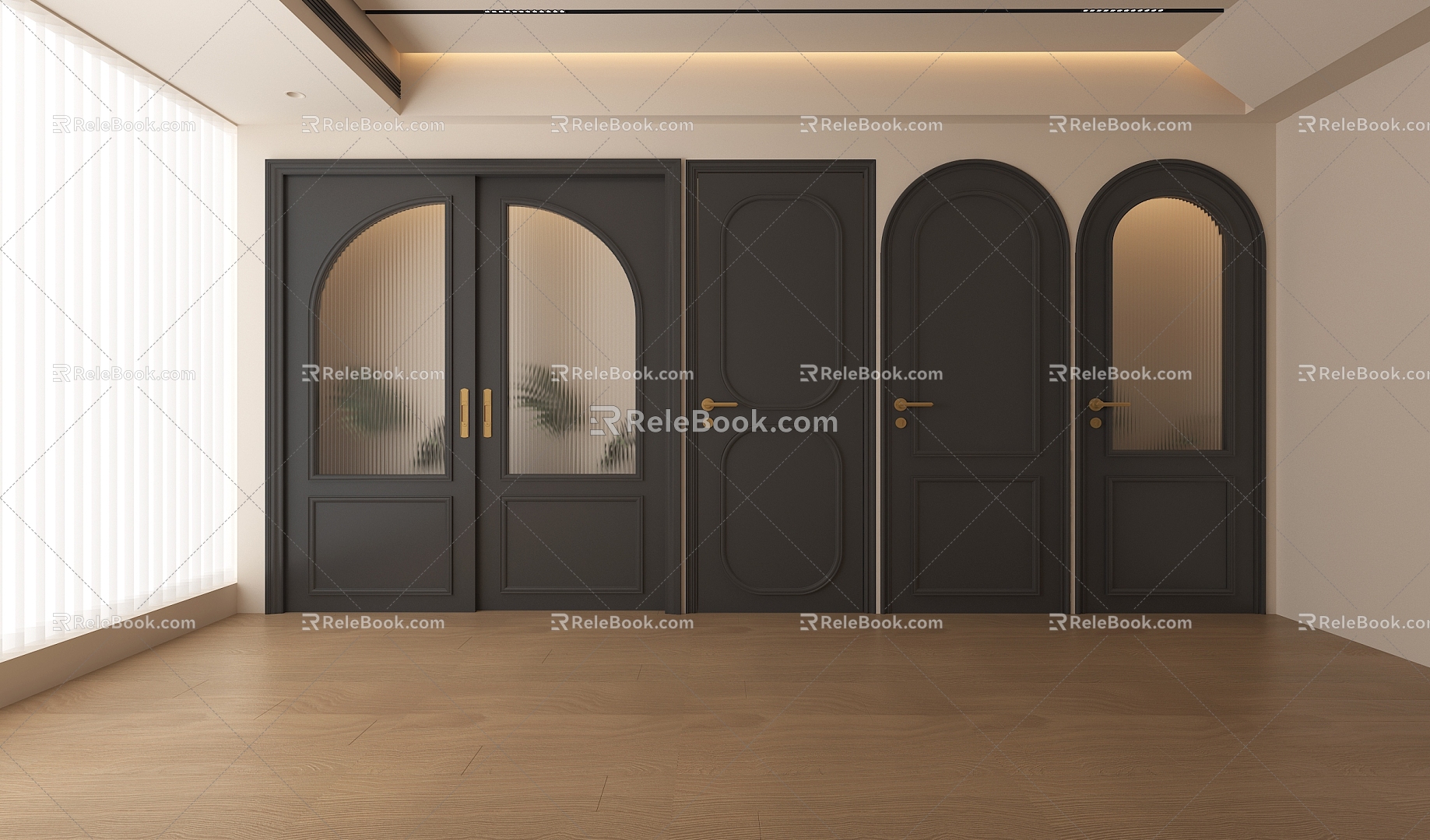 Door Changhong glass door French sliding door arch door bedroom door kitchen door toilet door 3d model