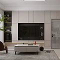 Modern Living and Dining Room Interior Design With Sofa Coffee Table TV Wall Green Plant And Carpet