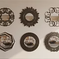 Wall Decor Showcasing Various Decorative Mirrors With Dark Frames And Different Shapes 3d model