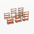 Multiple Wooden Shelving Units With Various Designs For Home Storage 3d model
