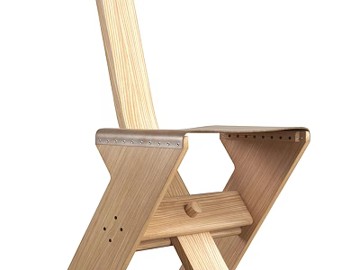 Modern Minimalist Single Chair With Geometric Cross Structure And Natural Wood Grain 3d model