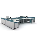 Modern Office Cubicle Desks With Workstations Computer Monitors And Storage Drawers 3d model