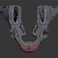 Futuristic Sci Fi Mechanical Structure With Red Gray Color And Detailed Wing Design