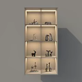 Sleek Modern Decorative Cabinet With Multiple Shelves And Illuminated Animal Figurines