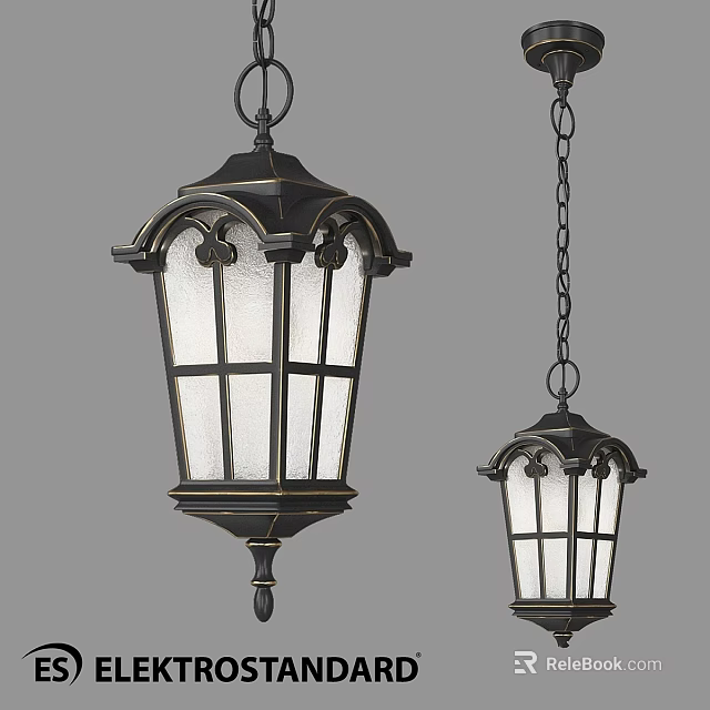 Classic Outdoor Hanging Lights With Black Metal Frame And Clear Glass Design 3d model 