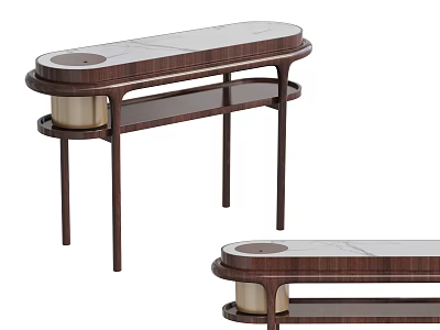Modern Console Table With Wooden Frame Glass Top And Metal Accents Design 3d model