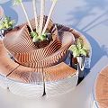 Modern Wooden Curved Landscape Seat With Palm Trees In Outdoor Area